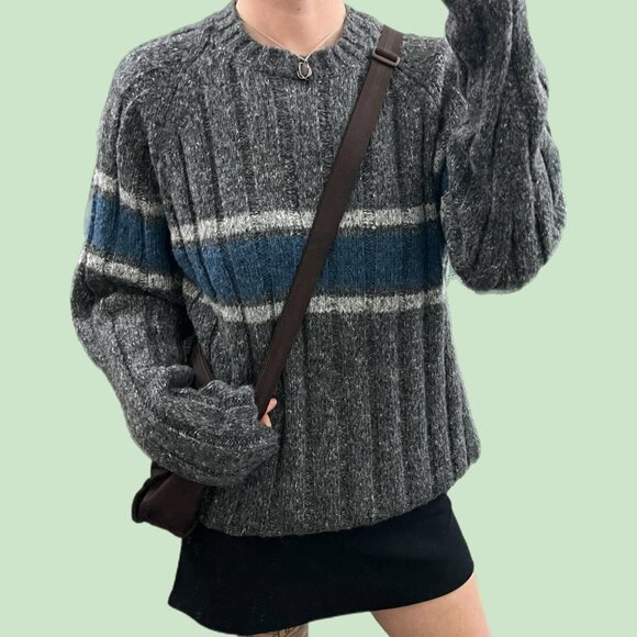 American Vintage Other - y2k striped indie skate grunge chunky wool knit sweater